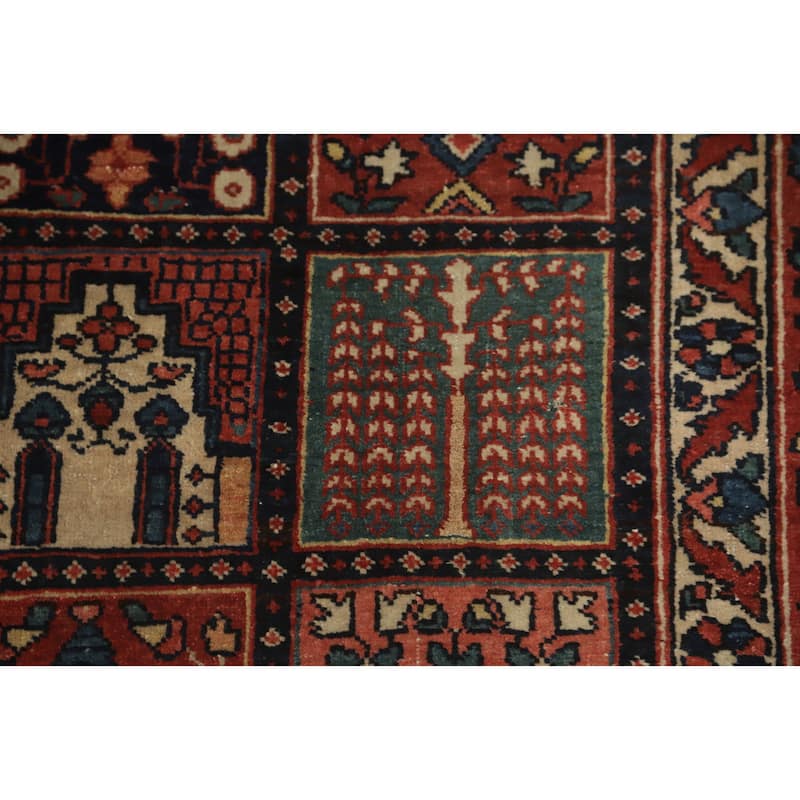 Hand Knotted Oriental 100% Wool Carpet Traditional Geometric Oranges & Rust Bakhtiari Area Rug - 6' 6'' X 5' 1''