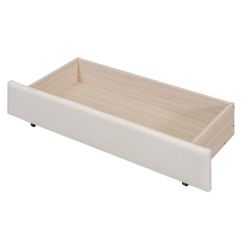 Beige Multifunctional Full Size Upholstered Tufted Daybed with 2 Drawers