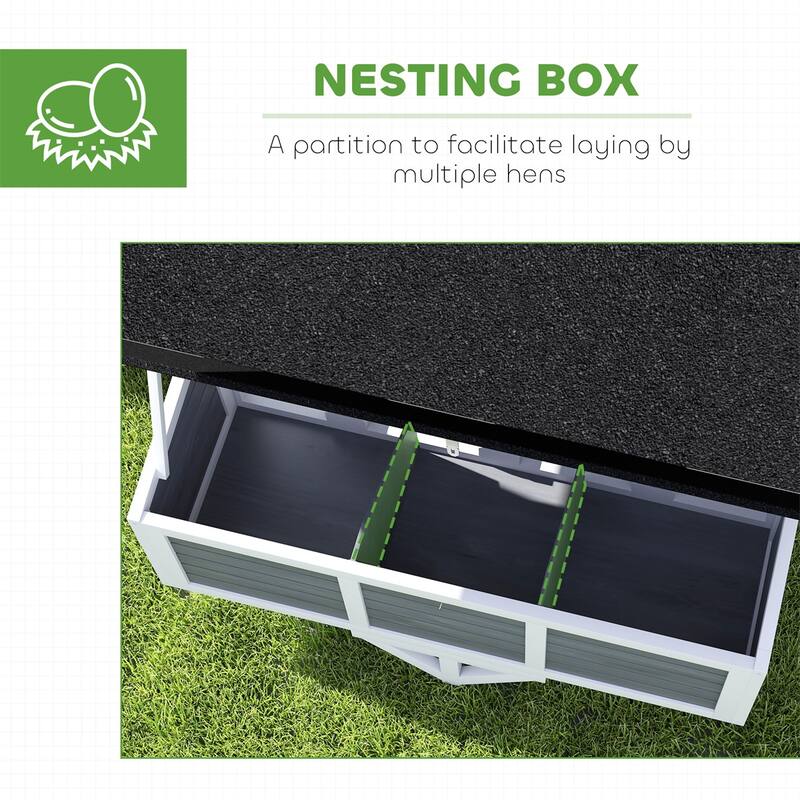 Wooden Chicken Coop with Wheels, Waterproof Roof and Ventilation - 43.3" W x 38.2" D x 50.8" H