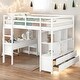 preview thumbnail 1 of 22, Full Size Loft Bed with Built-in Desk, Drawers, Storage Shelves, and Cabinets White