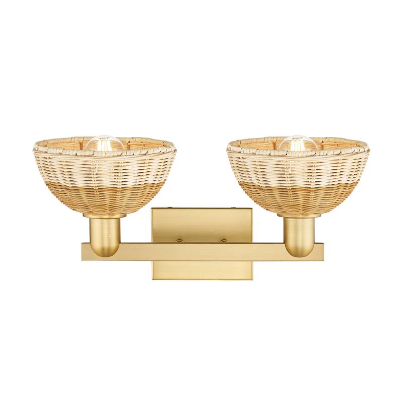 Innovations Lighting Downtown Urban - Natural Ballston Dome - 2 Light 16" Bath Vanity Light with Basketweave Shade