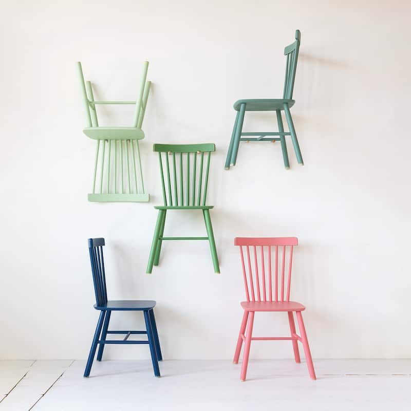 Rubberwood Dining Chairs with Slatted Back - 19.5"L x 19.5"W x 36.0"H