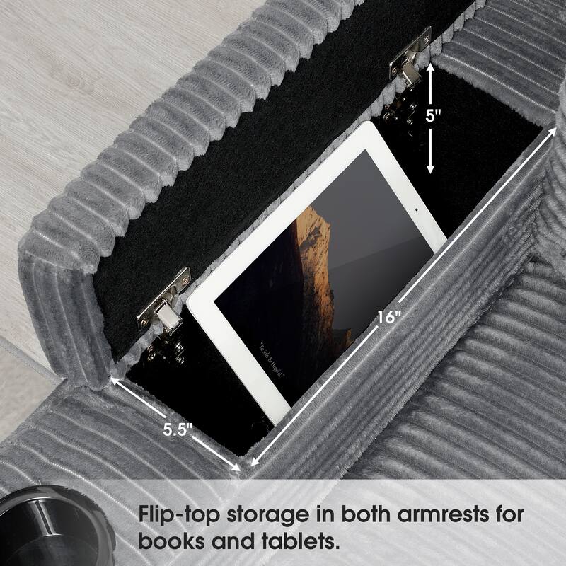 L Shaped Convertible Sectional Sofa w Armrest Storage, Cup Holders, USB
