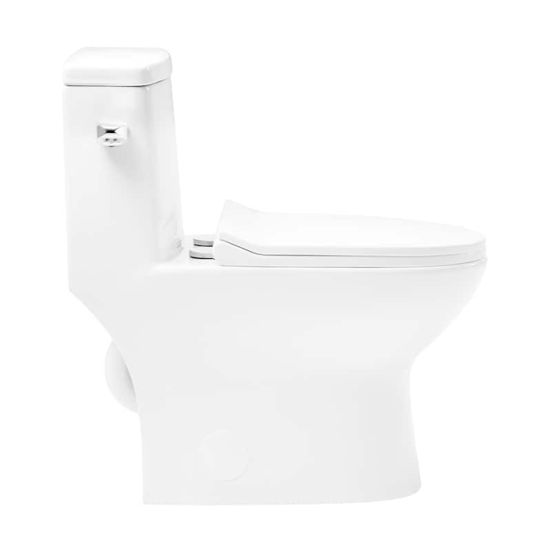 Dieppe One-Piece Elongated Toilet Left Side Flush, 10" Rough-In 1.28 Gpf - 27.56" x 14.57" 28.74"
