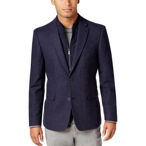 Tommy Hilfiger Mens RUFUS Sportcoat Wool Blend Bib Insert - Blue - 42S. Opens flyout.