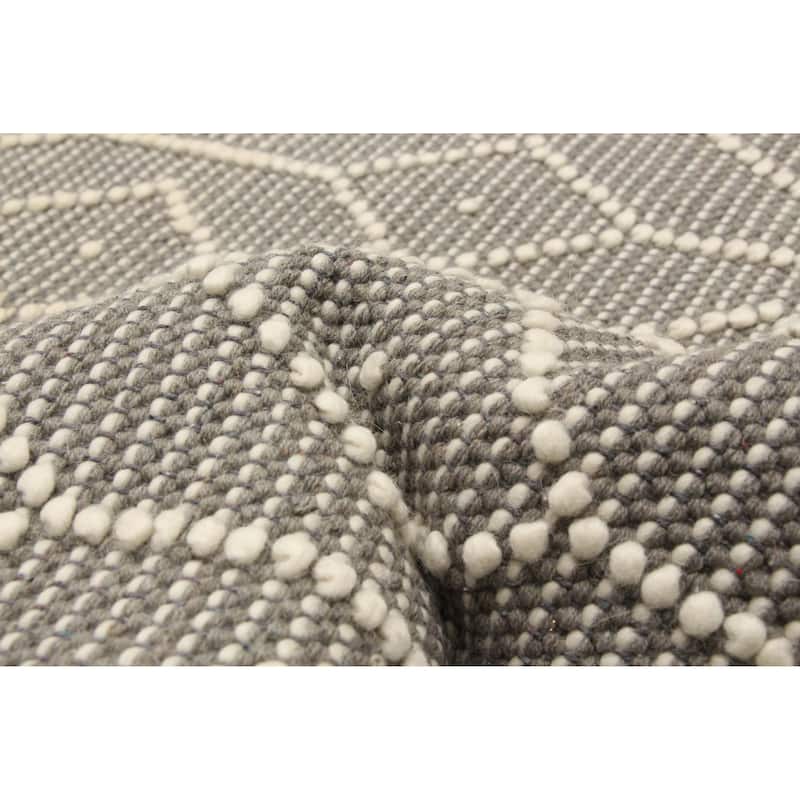 ECARPETGALLERY Braid weave Sienna Grey Wool Rug - 5'0 x 8'1