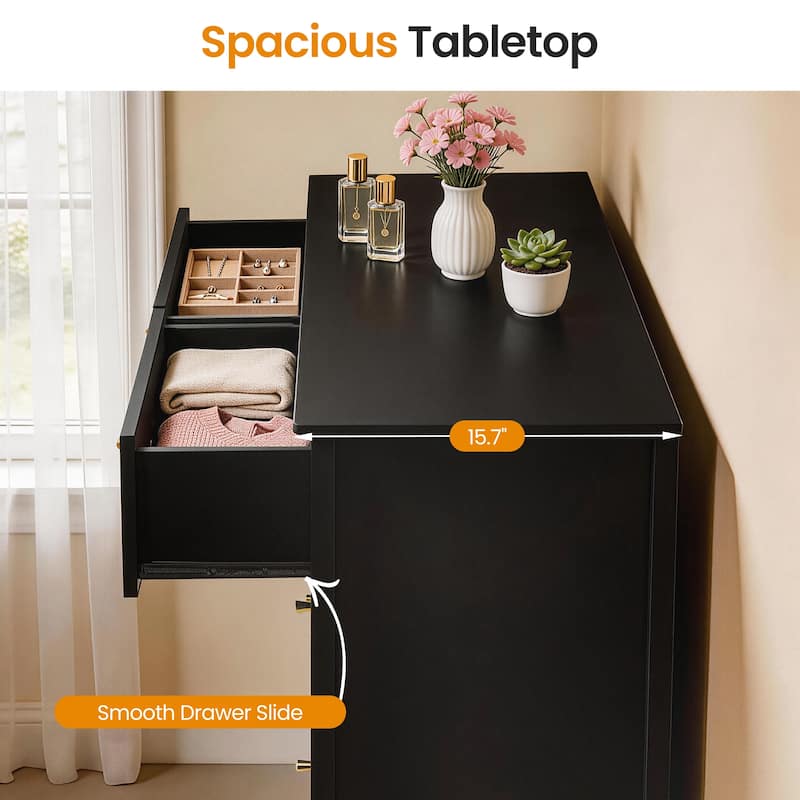 6 Drawer Dresser Fluted Modern with 5 Colors Available | High Weight Capacity Wood Dresser for Bedroom