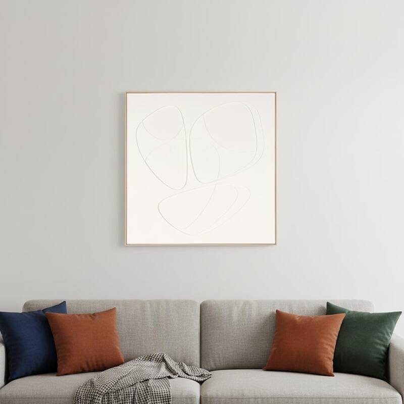 HomeRoots White Curvy Geo Trio Brown Shadowbox Wall Art - 40.00 in. x 40.00 in. x 2.00 in.