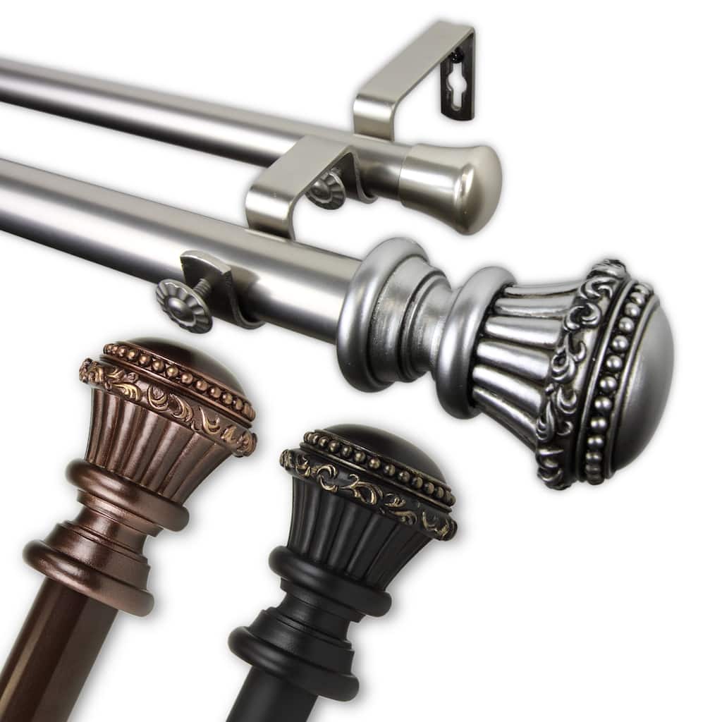 InStyleDesign Trinity 1 inch Diameter Adjustable Double Curtain Rod