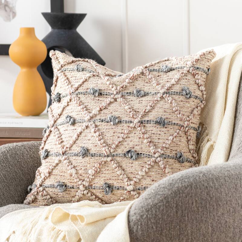 Leslawa Bohemian Textured Diamond Pillow - 22"H x 22"W - Polyester