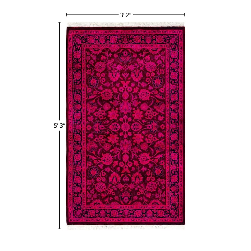 Overdyed, One-of-a-Kind Hand-Knotted Area Rug - Pink - 3' 2" x 5' 3"