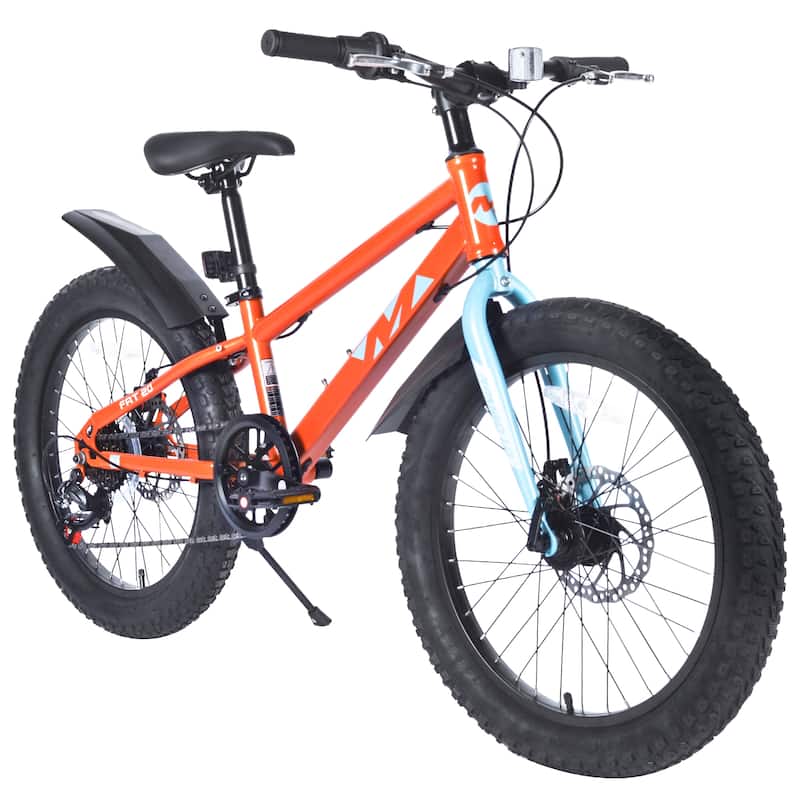 Kids' Fat Tire Bike - Dual-Disc Brake, Shimano 7-Speed, Beach/Snow Bicycle, Unisex - 20