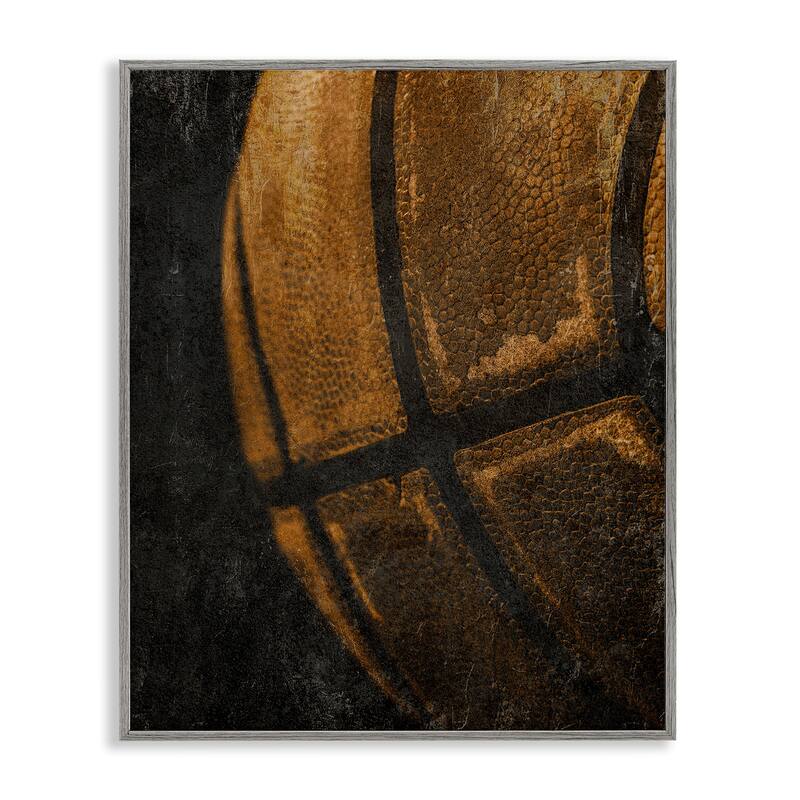 Stupell Vintage Basketball Close Up Framed Giclee Art Design By Kim Allen - 11 x 14 - Grey