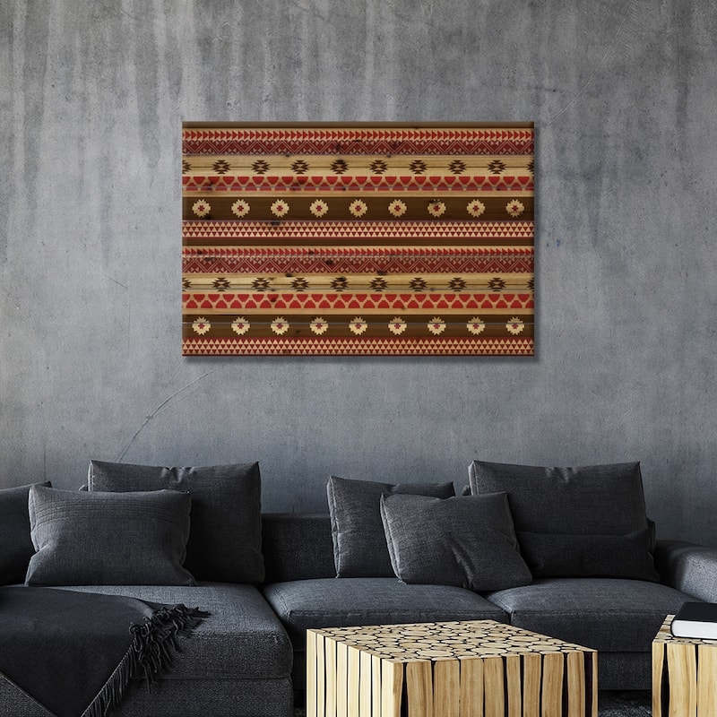 Brown & Red Floral Tribal Pattern Print On Wood by 5by5collective - Multi-Color