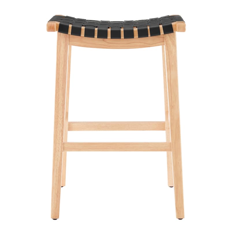 NPD Furniture Marco Faux Leather Backless Counter Stool with Natural Legs Color