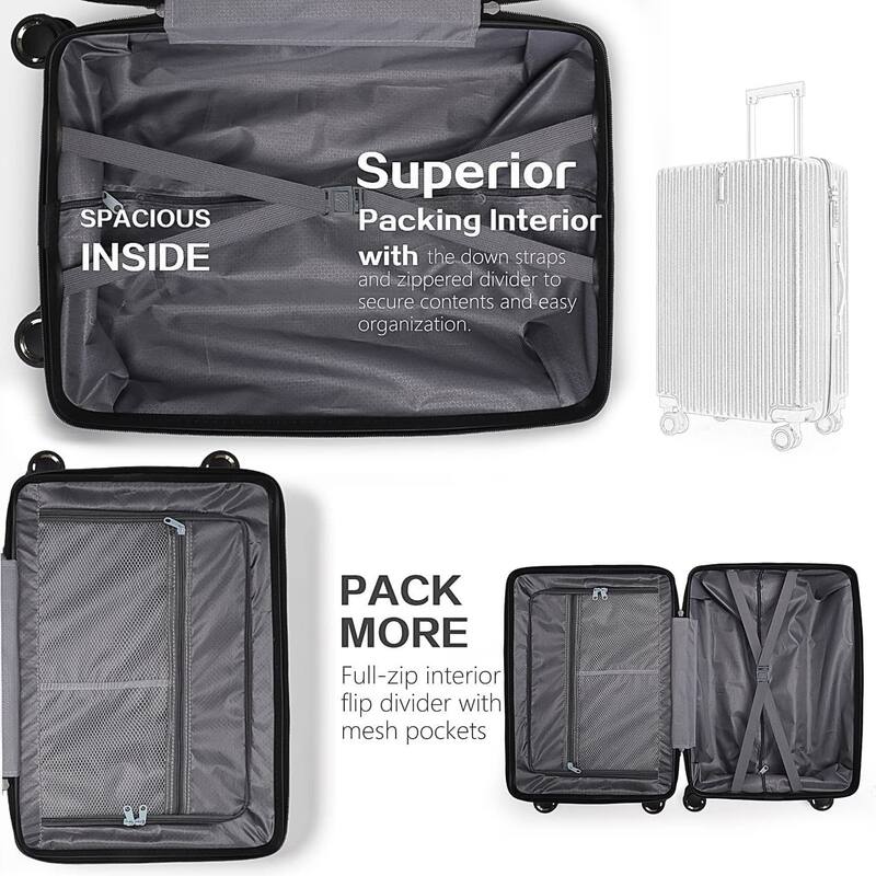 3-Pcs Luggage Sets, ABS Lightweight Suitcase Sets with TSA Lock, Dark Blue