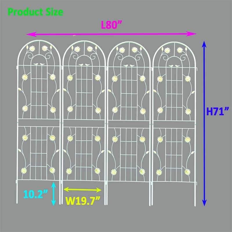 4 Pcs Rustproof Metal Garden Trellis for Climbing Plants