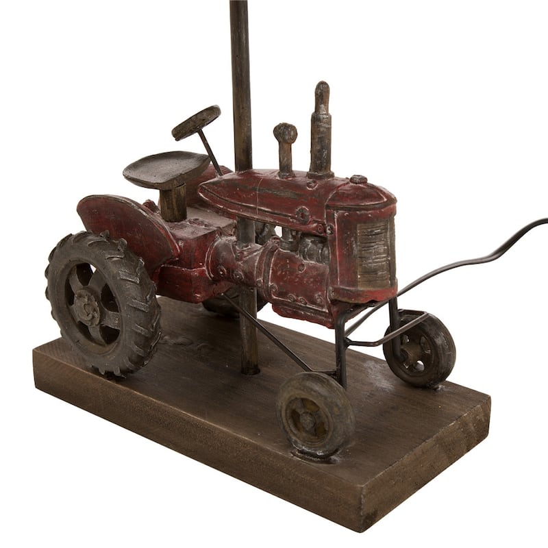 Glitzhome 18.9"H Polyresin Farmhouse Tractor Table Lamp
