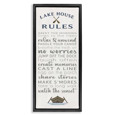 Stupell Fun Lake House Rules Framed Floater Canvas Wall Art Design By Seven Trees Design