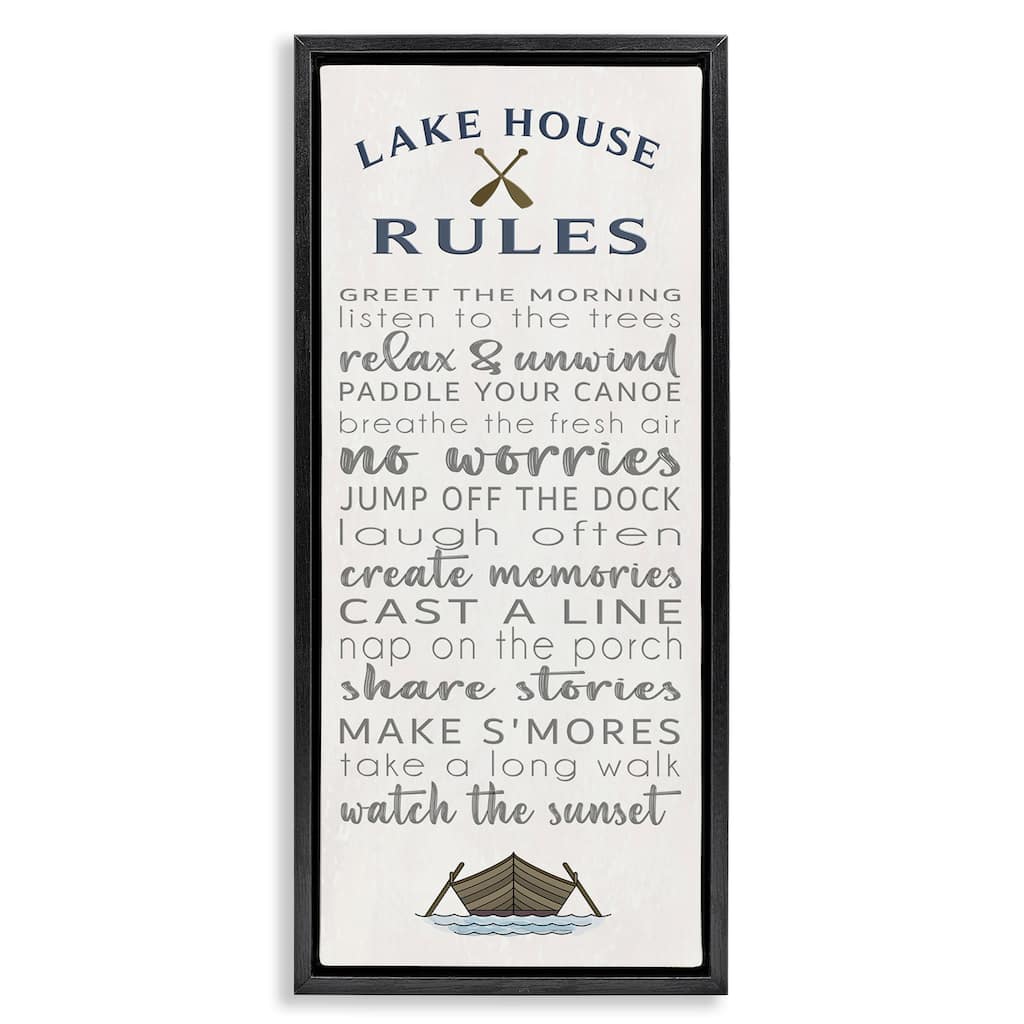 Stupell Fun Lake House Rules Framed Floater Canvas Wall Art Design By Seven Trees Design