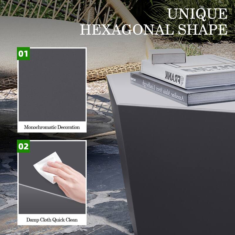 Patio Watcher 28 Inches Hexagonal Concrete Side Table for Indoor and Outdoor Use - 28" x 28"