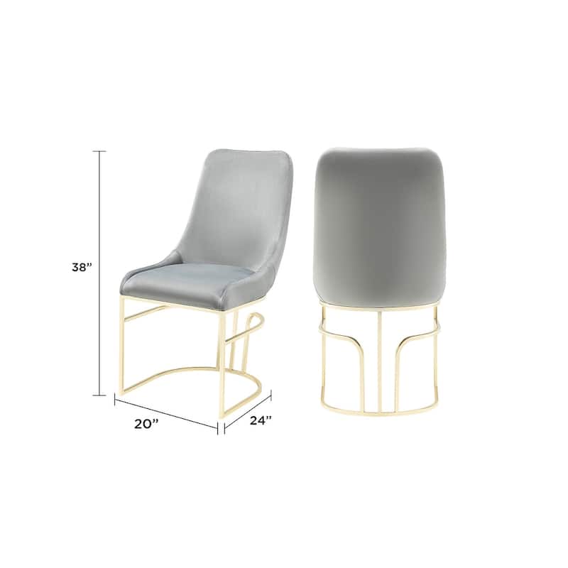 Emrald Velvet Chair Set of 2 -Gold Legs (Black, Grey, Beige)