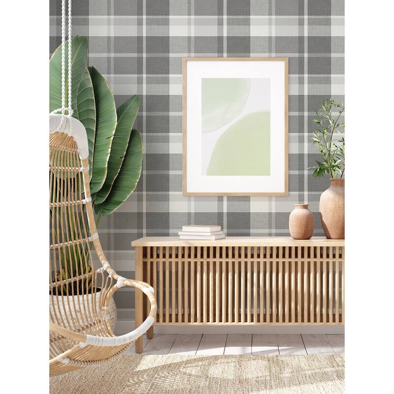 A-Street Prints Madaket Dark Grey Plaid Wallpaper