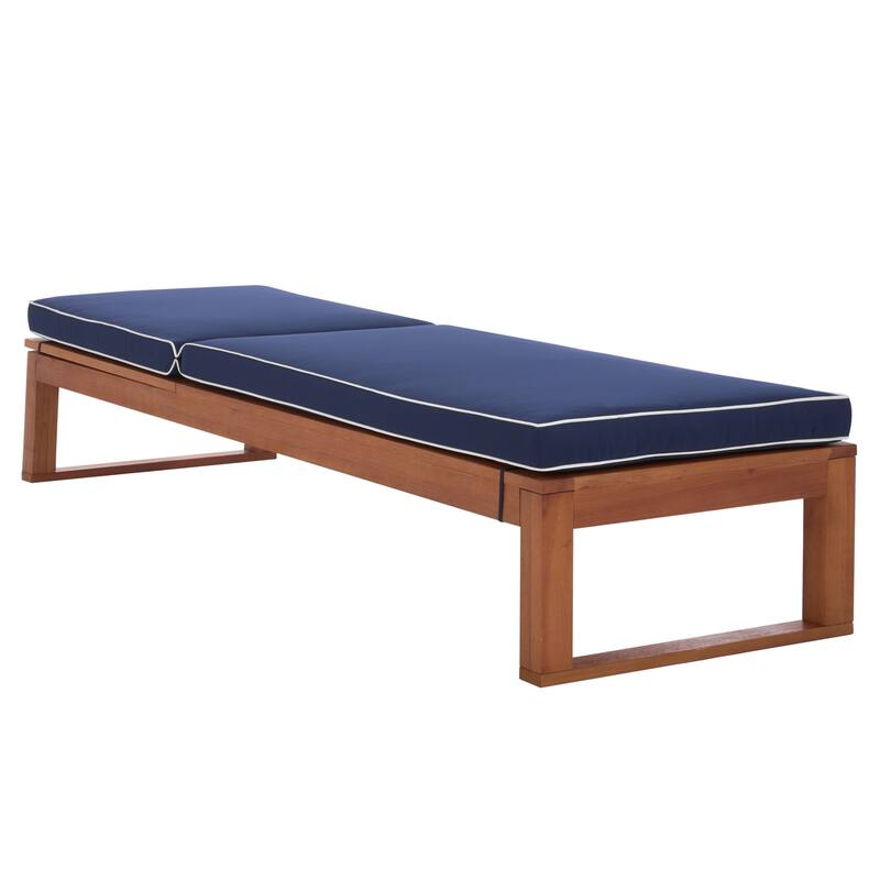 SAFAVIEH Outdoor Patio Furniture Sophie Solid Wood Chaise Lounge Chair - 28"W x 79"D x 15"H