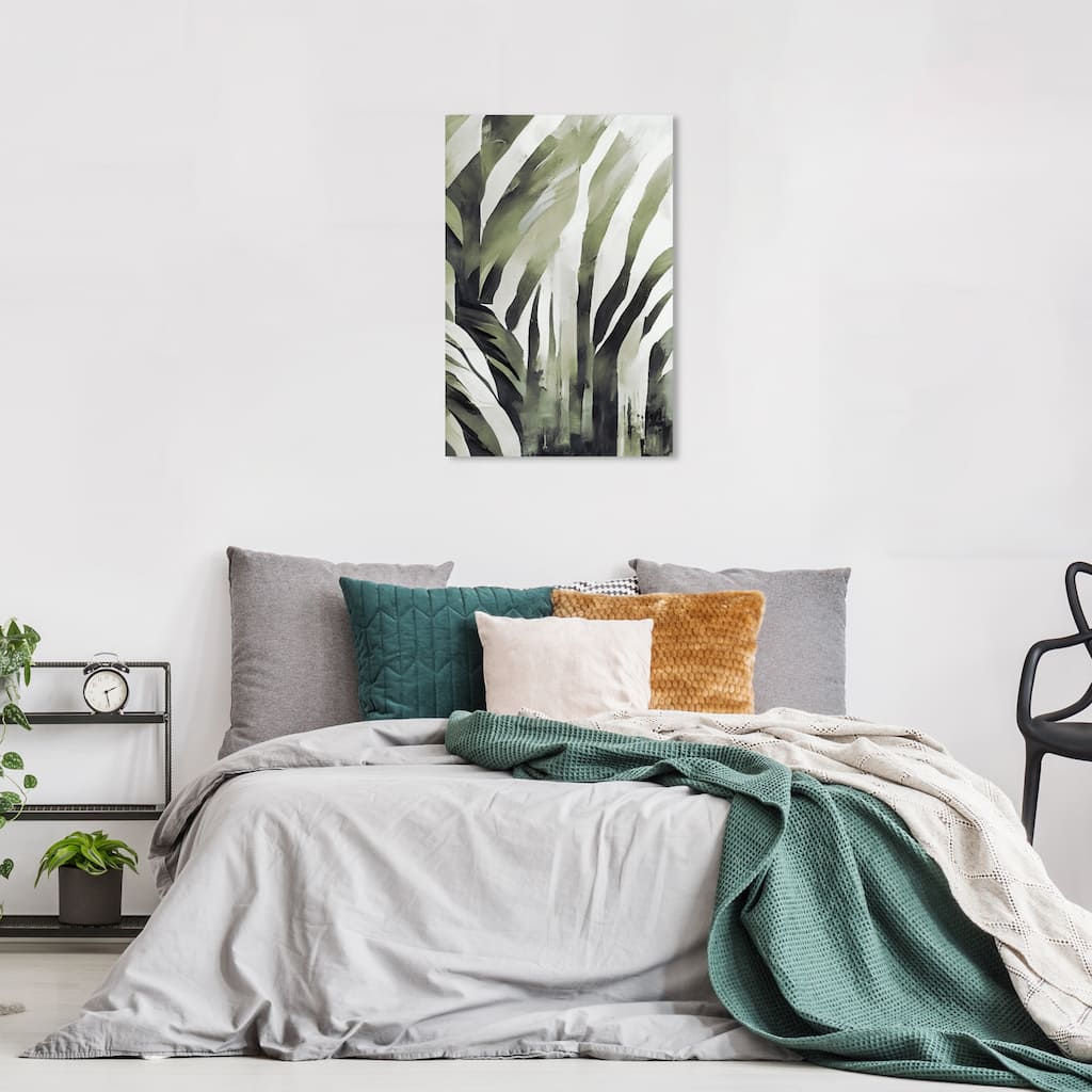 Wynwood Studio Canvas Abstract Jungle Fern Fade Green and Army Green Modern & Contemporary Wall Art Canvas Print