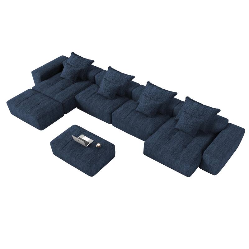 GDFStudio - Chenille Tufted Oversized 198" Modular Sectional Sofa with 2 Ottomans