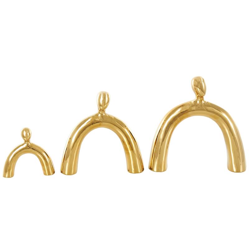 Silver or Gold Ceramic Abstract Arched Family Decorative Sculpture (Set of 3)