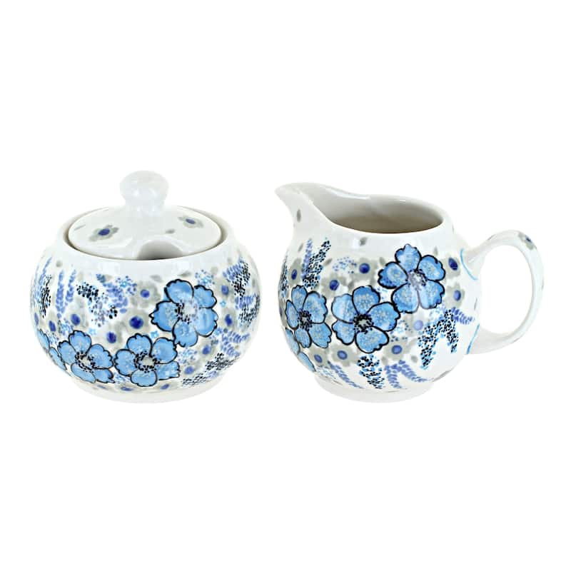 Blue Rose Polish Pottery 694-711 Zaklady Cream & Sugar Set - Persephone
