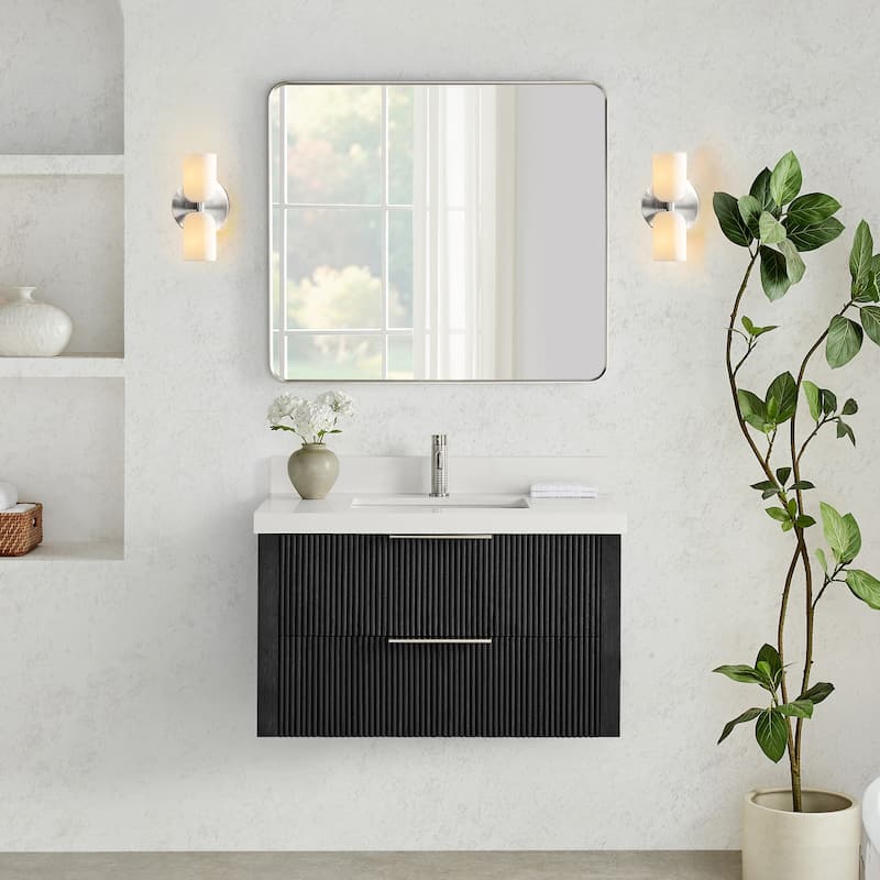 Barcelona Floating Bath Vanity with Quartz Stone Top without Mirror