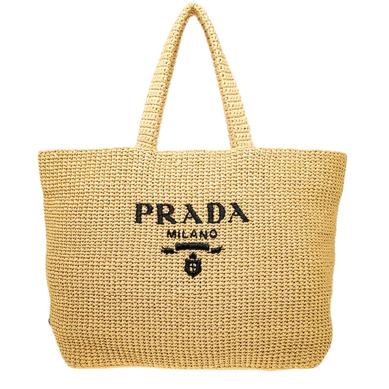 Prada Crochet Logo Tote Bag - Natural