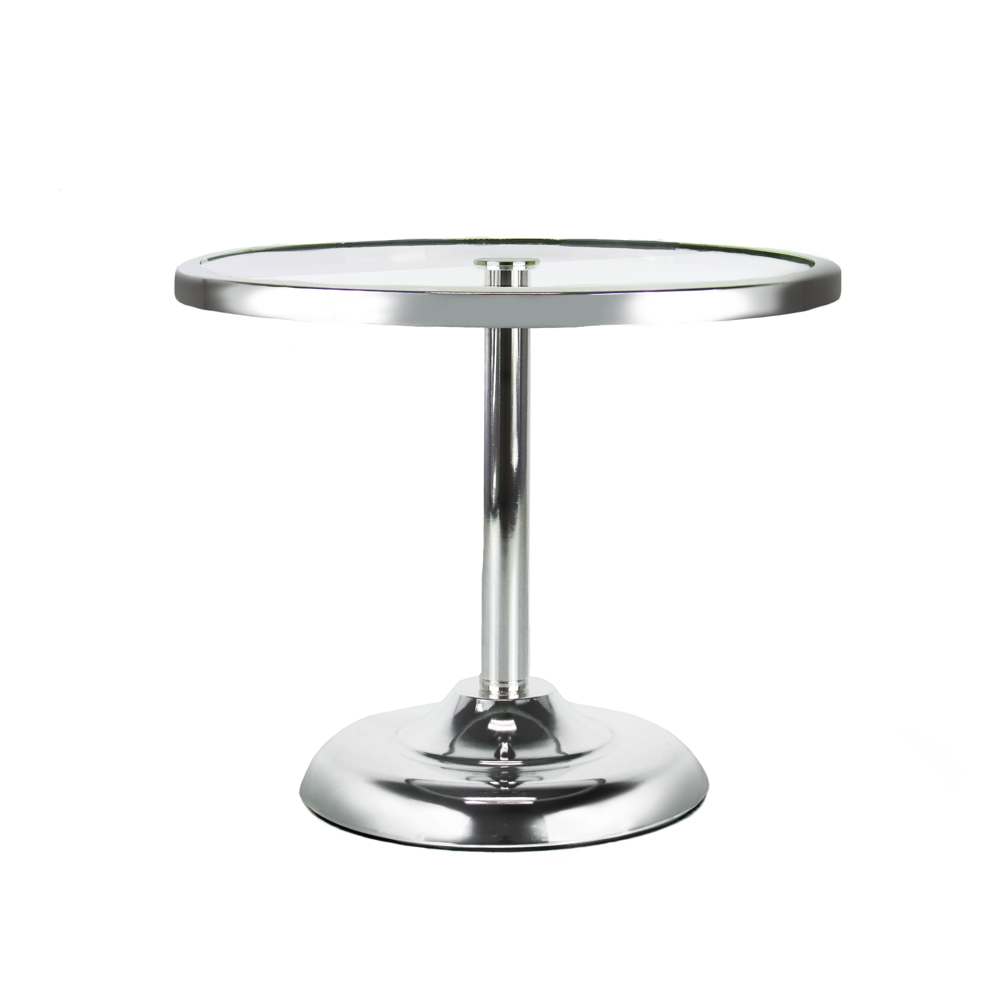Silver Round Glass Top Cake Stand Dessert Display