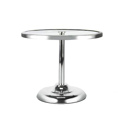 Silver Round Glass Top Cake Stand Dessert Display