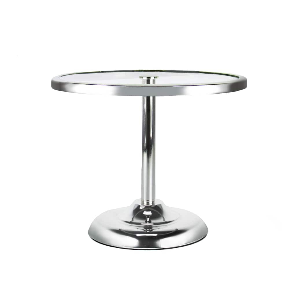 Silver Round Glass Top Cake Stand Dessert Display