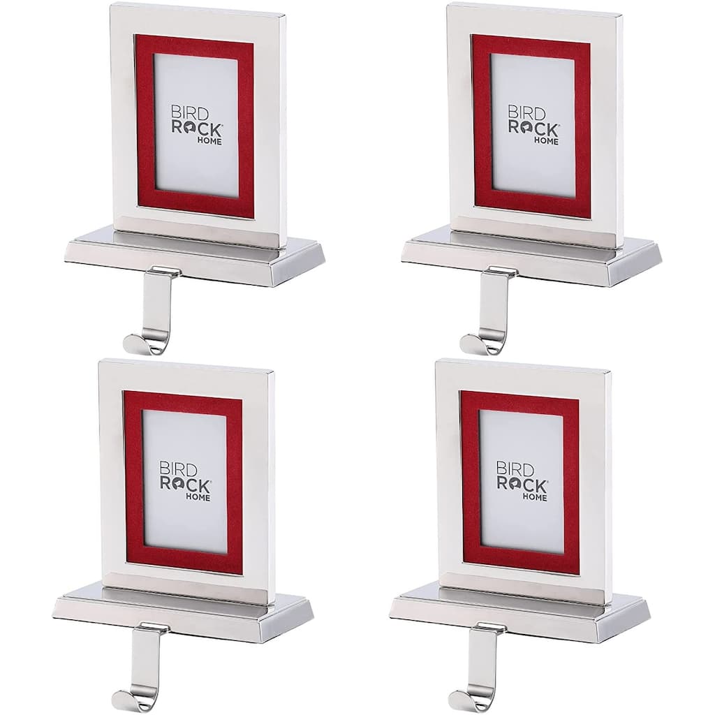 BirdRock Home Set of 4 Photo Frame Christmas Stocking Holders - Holiday Mantel Fireplace Stand - Decorative Stockings Holder