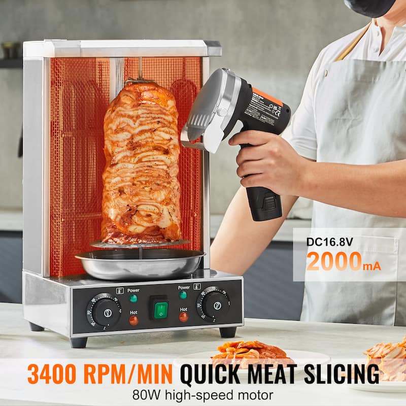 Electric Shawarma Knife Doner Kebab Meat Slicer with 2 Blades