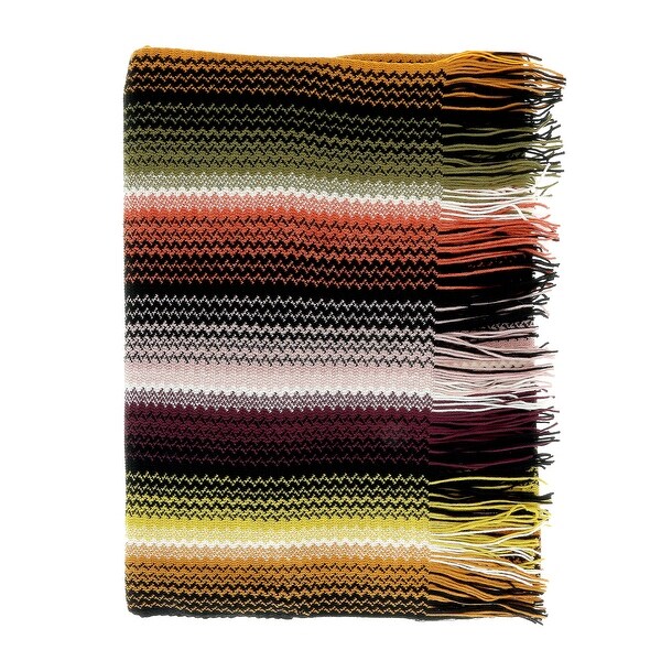 Missoni Khaki Long Fine Zigzag Fringe Scarf - 17/20-71. Opens flyout.
