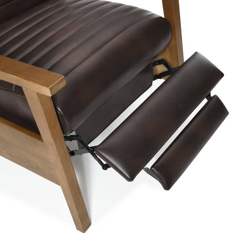 Asher Wood Arm Push Back Recliner - Burnished Brown