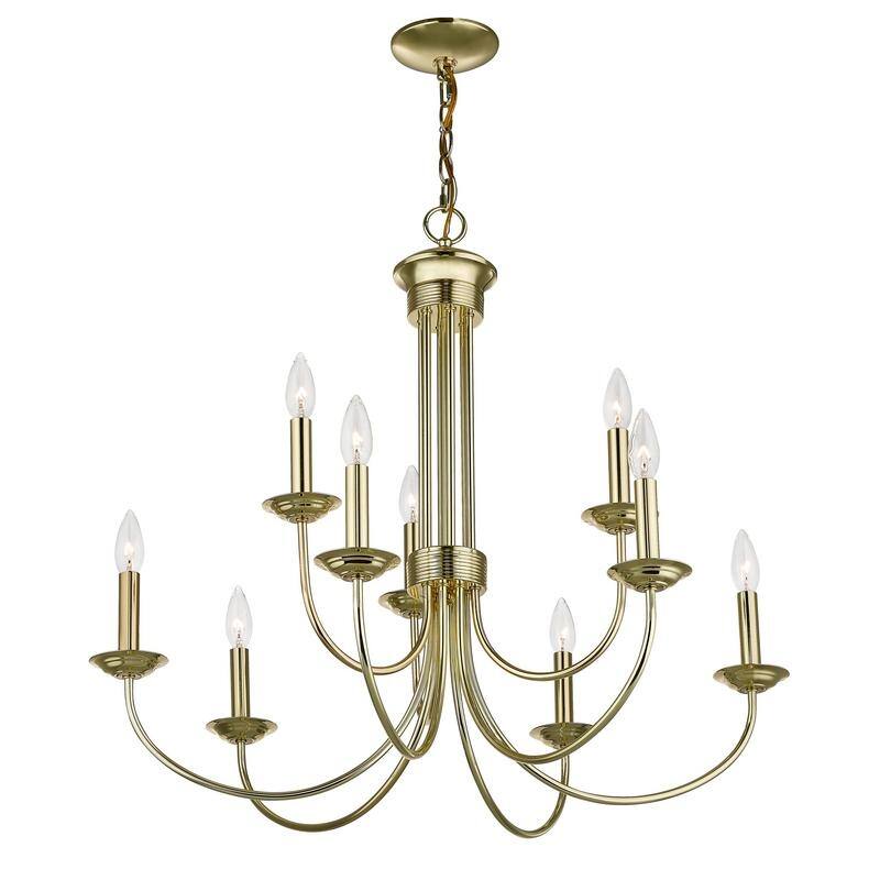 Livex Lighting 9-light Polished Brass Indoor Chandelier, 42687-02 - 30" DIA X 27" H