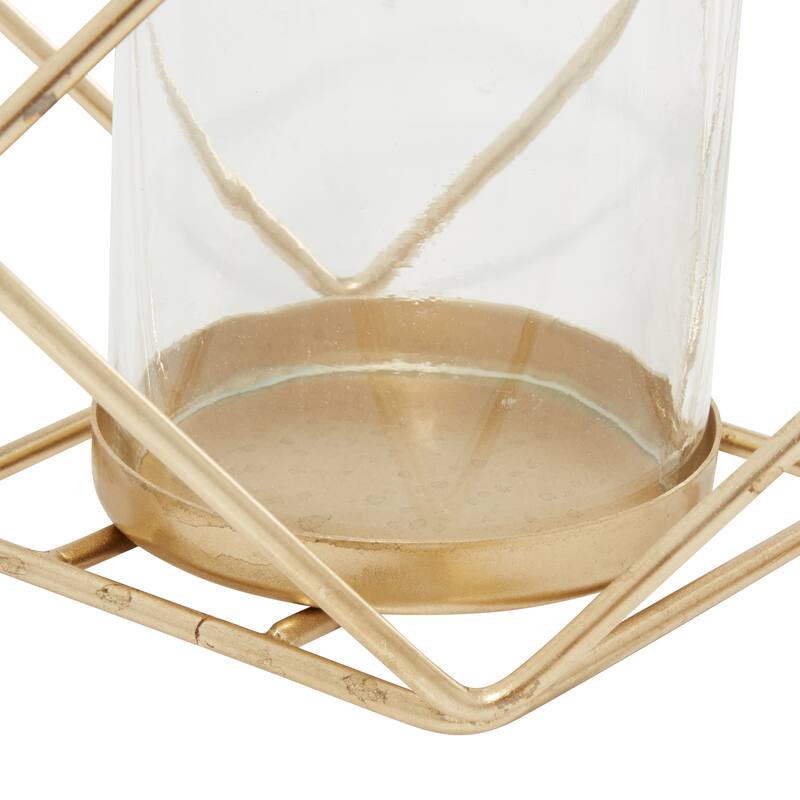 Gold Metal Modern Candle Holder 5 x 15 x 5 - 15 x 5 x 5