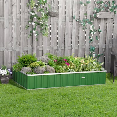 Outsunny 69'' x 36'' Metal Raised Garden Bed, DIY Large Steel Planter Box, No Bottom w/ A Pairs of Glove for Backyard