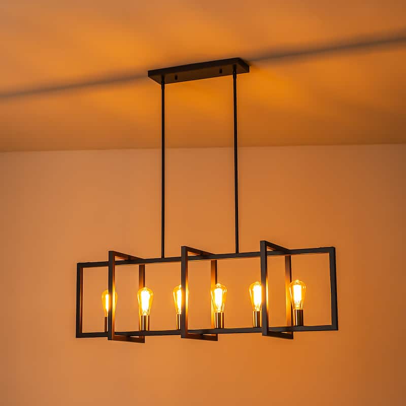 Black or Gold Farmhouse Rustic Kitchen Island Pendant Chandelier for Dining Room
