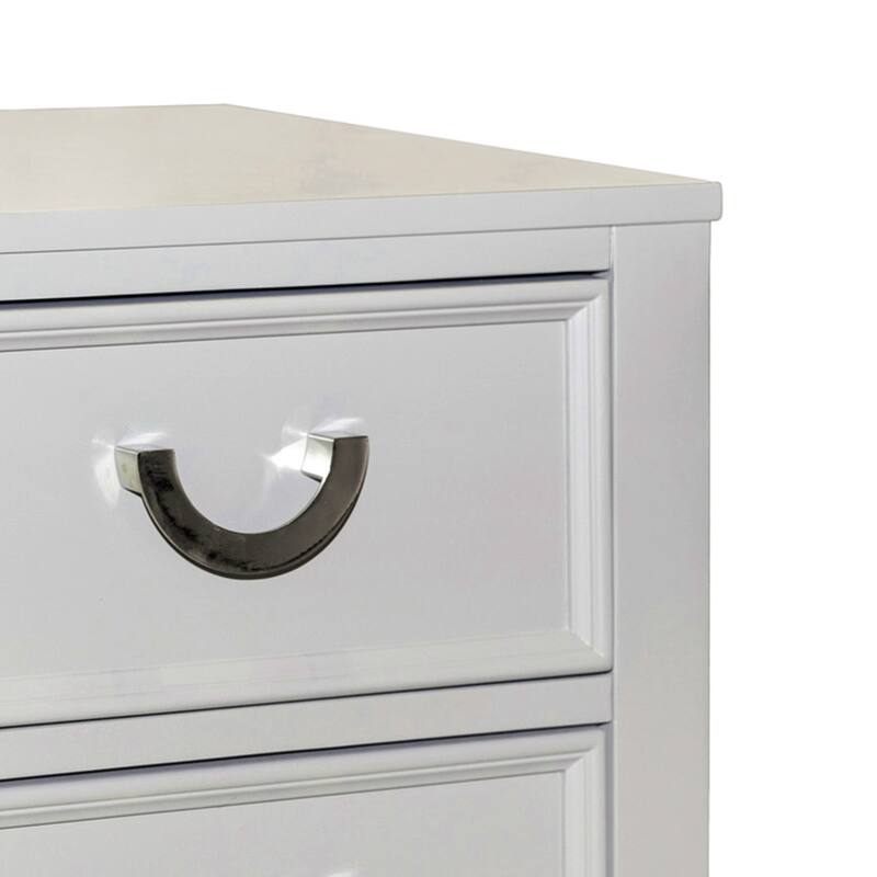 Roly Nightstand with 2 Drawers, Molded Details, Light Gray Solid Wood