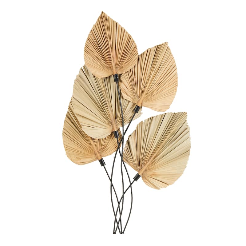 Metal Leaf Layered Home Wall Decor with Palm Leave Accents - Brown - Roche River Decor