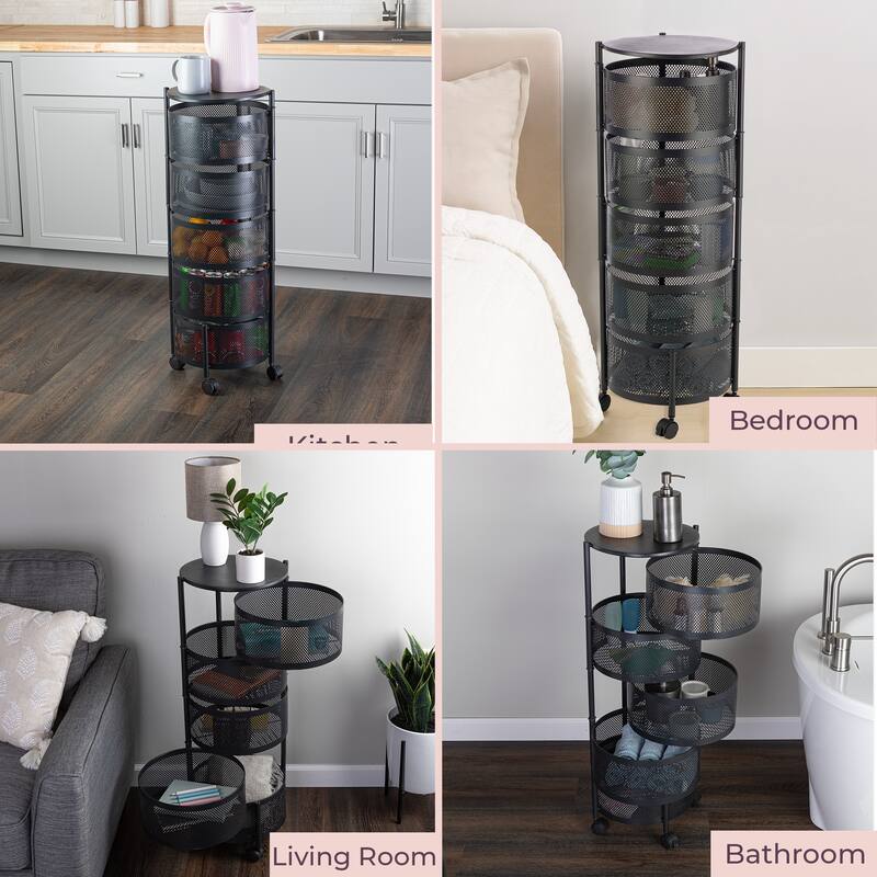 Home-Complete 5 Tier Kitchen Storage Rolling Cart with Wheels
