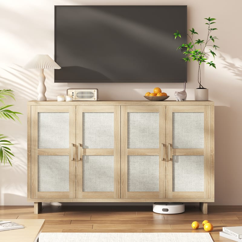 EROMMY Modern Sideboard Buffet Cabinet with Fluted Doors, 2-Door Storage Console Table for Kitchen, Dining Room & Living Room