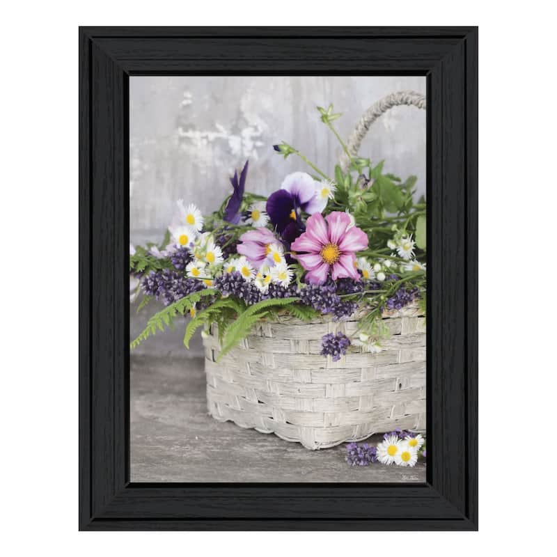 TrendyDecor4U Contemporary " Fresh Garden Basket" Framed Print Wall Art - Charcoal
